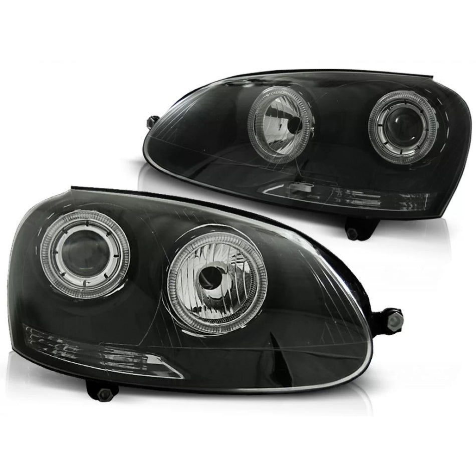 Fari Angel Eyes Neri Anteriori per VW Golf 5 10.03-09