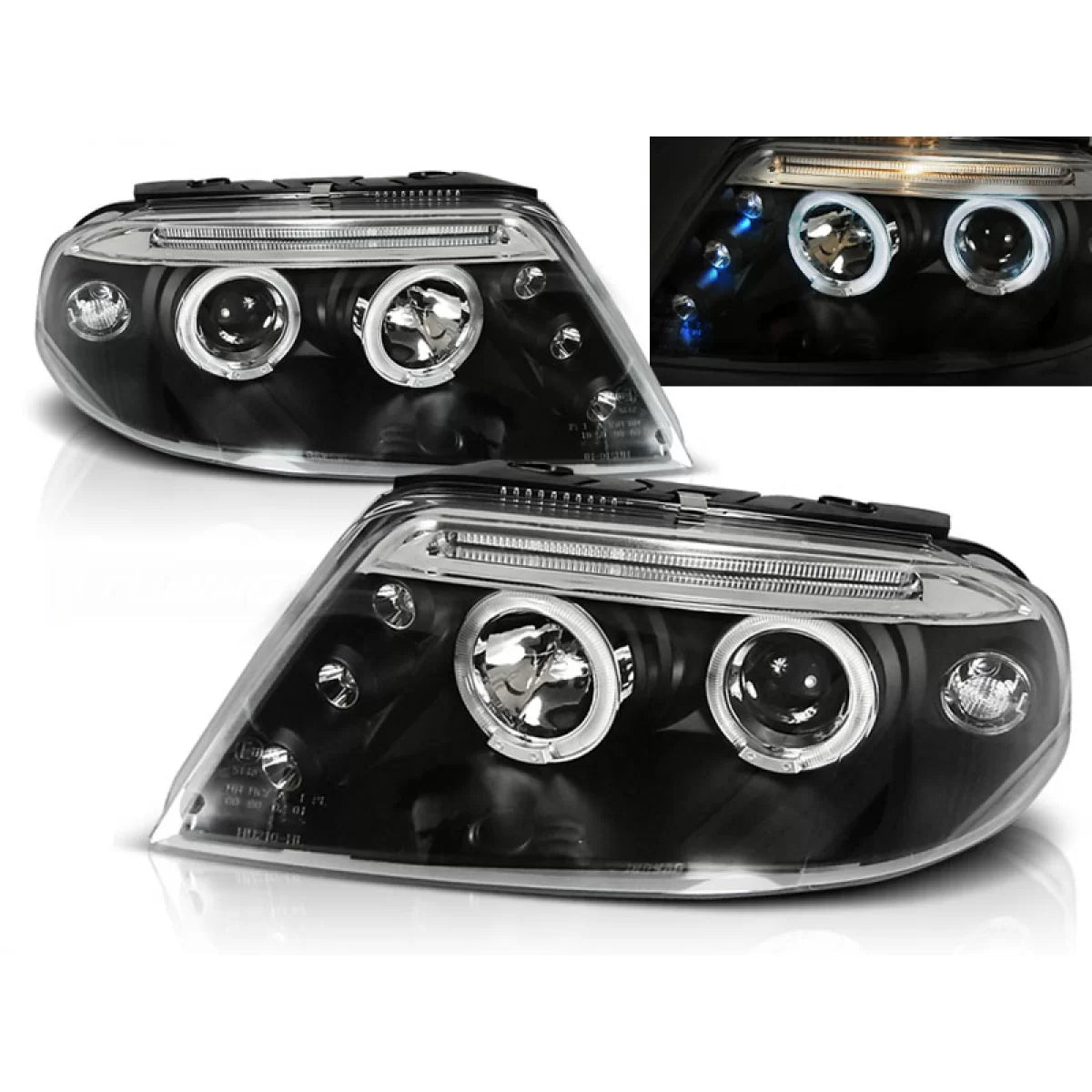 Fari Angel Eyes Neri Anteriori per Volkswagen Passat 3bg 09.00-03.05