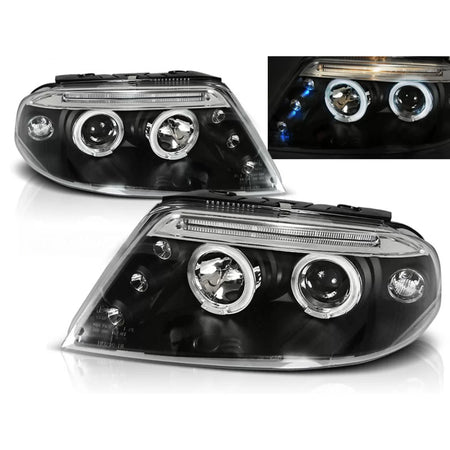 Fari Angel Eyes Neri Anteriori per Volkswagen Passat 3bg 09.00-03.05