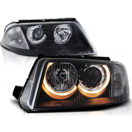 Fari Angel Eyes Neri Anteriori per Volkswagen Passat 3bg B5 Fl 09.00-03.05