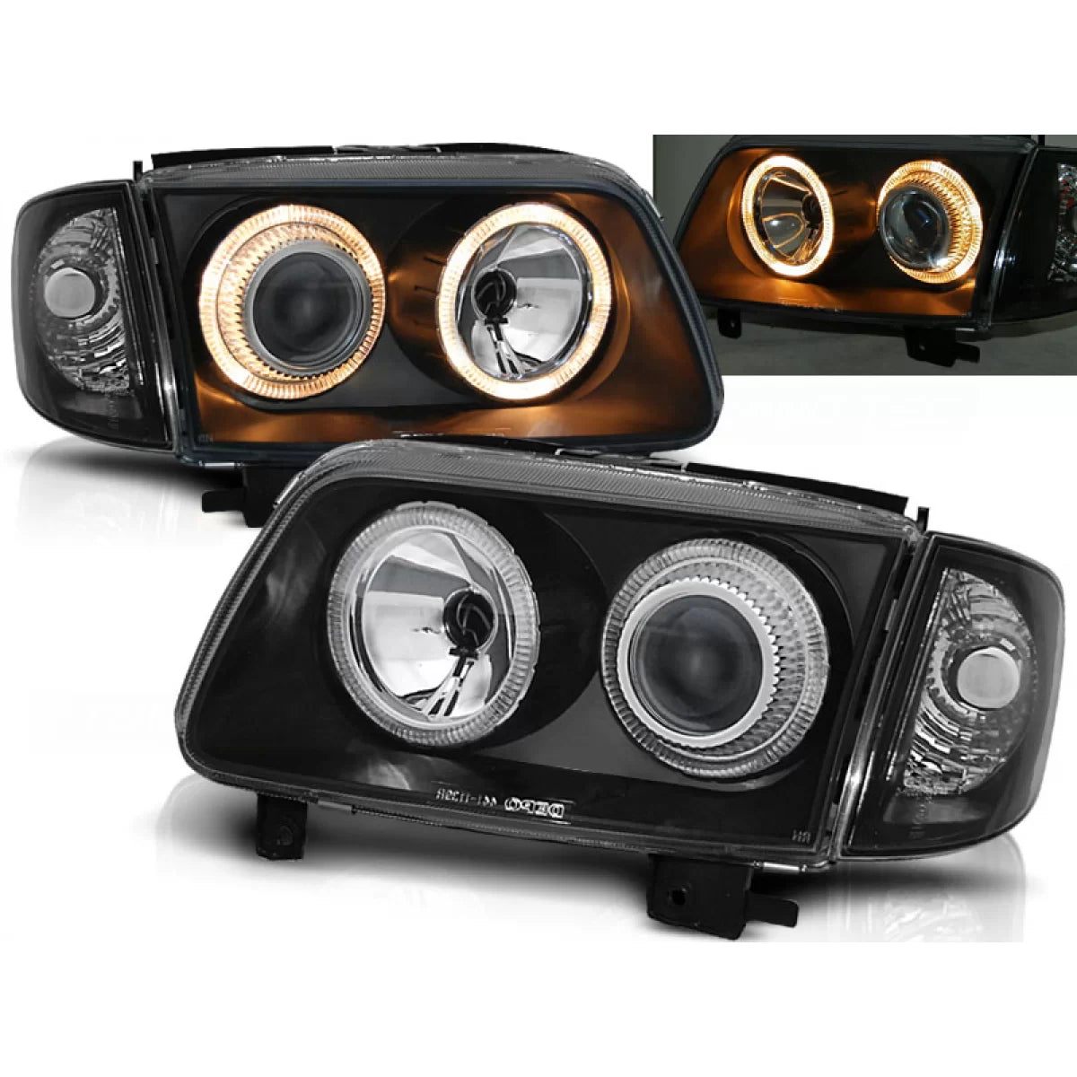 Fari Angel Eyes Neri Anteriori per Volkswagen Polo 6N2 10.99-10.01