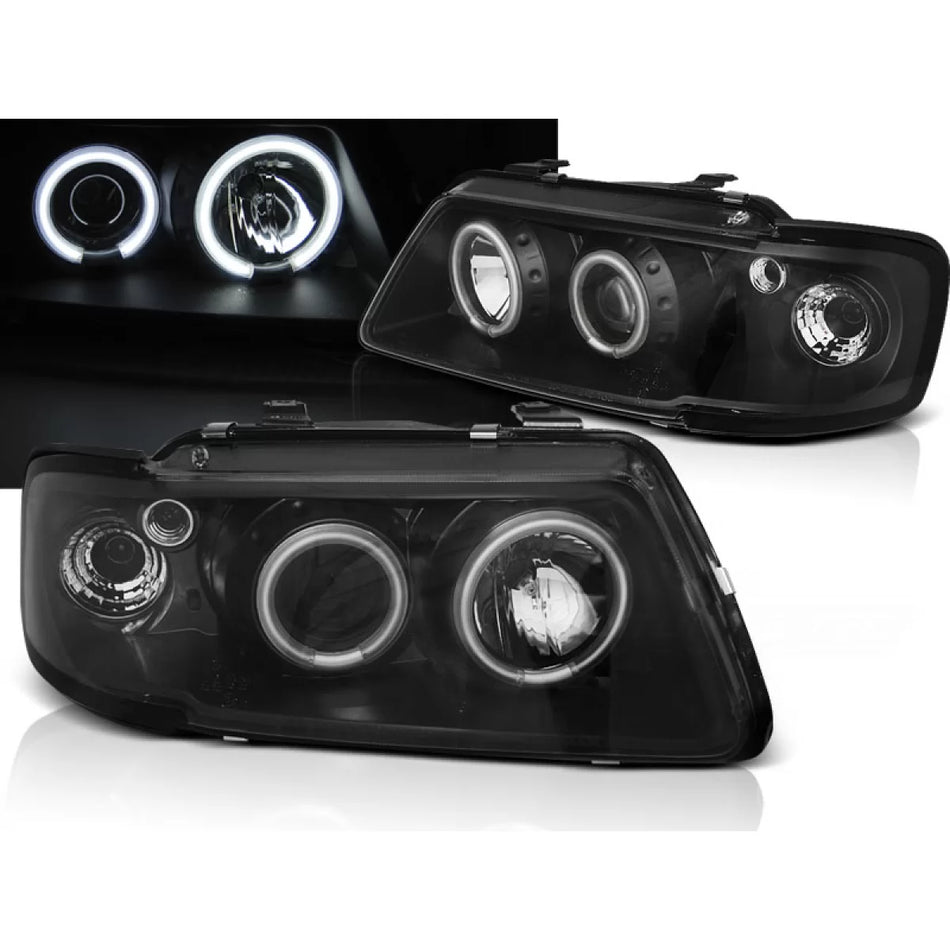 Fari Angel Eyes CCFL Neri Anteriori per Audi A3 8L 08.96-08.00