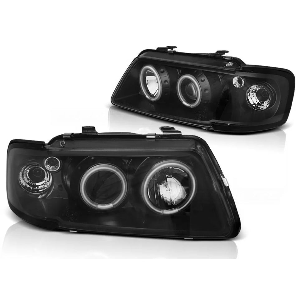 Fari Angel Eyes CCFL Neri Anteriori per Audi A3 8L 08.96-08.00