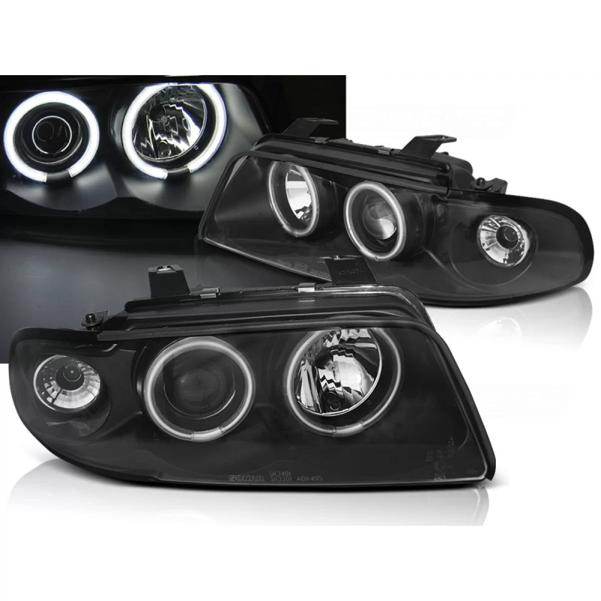 Fari Angel Eyes CCFL Neri Anteriori per Audi A4 11.94-12.98