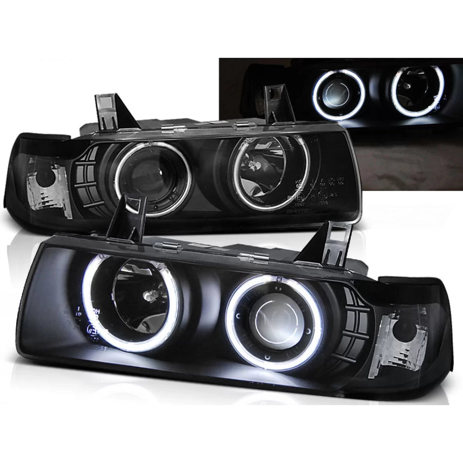 Fari Angel Eyes CCFL Neri Anteriori per BMW E36 12.90-08.99 S/c/t
