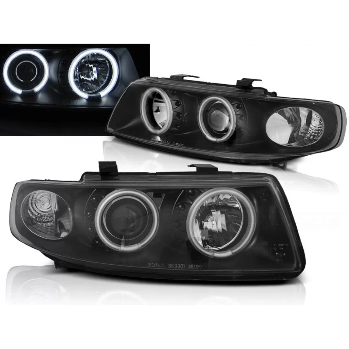 Fari Angel Eyes CCFL Neri per Seat Leon Toledo 04.99-08.04