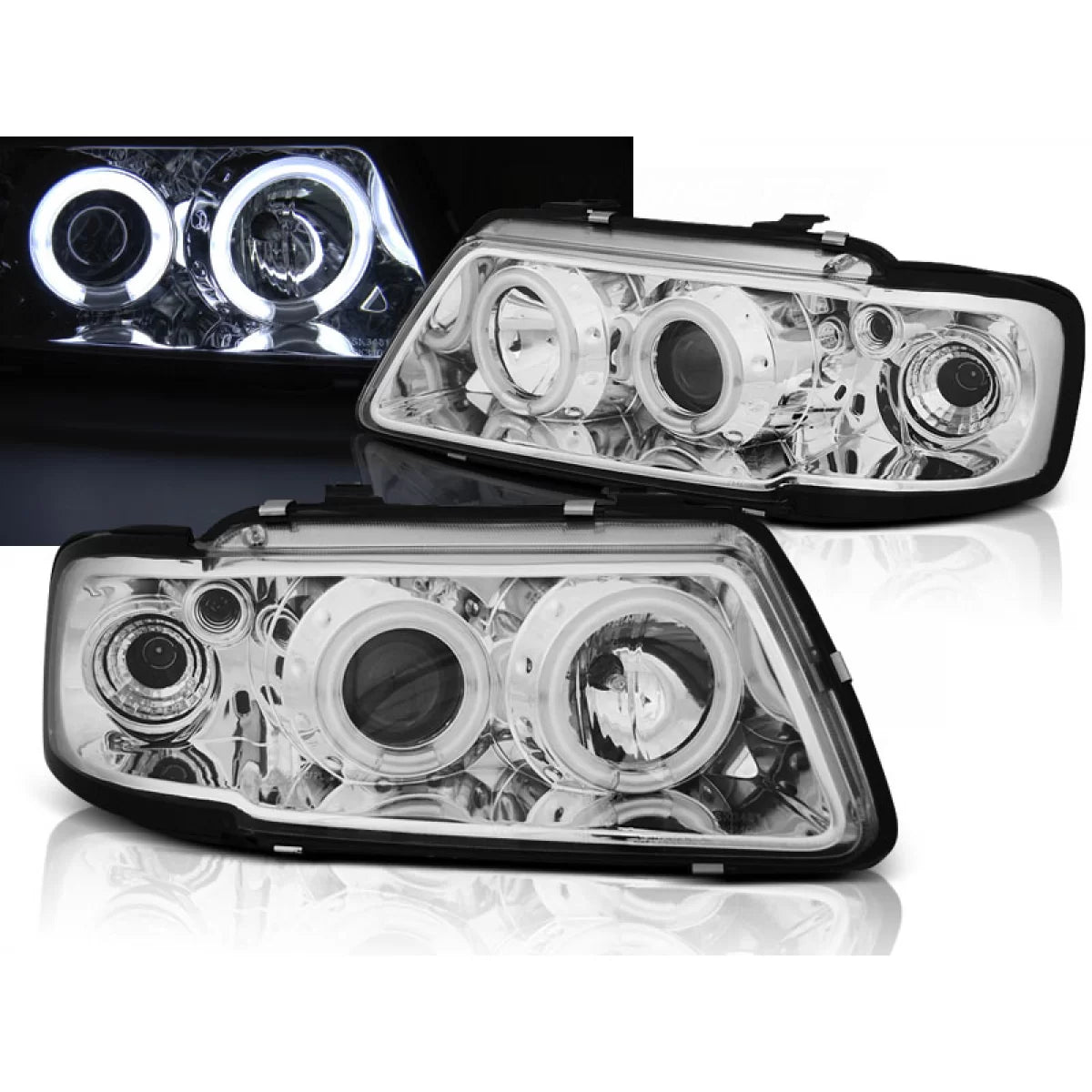 Fari Angel Eyes CCFL Cromati Anteriori Audi A3 8L 08.96-08.00