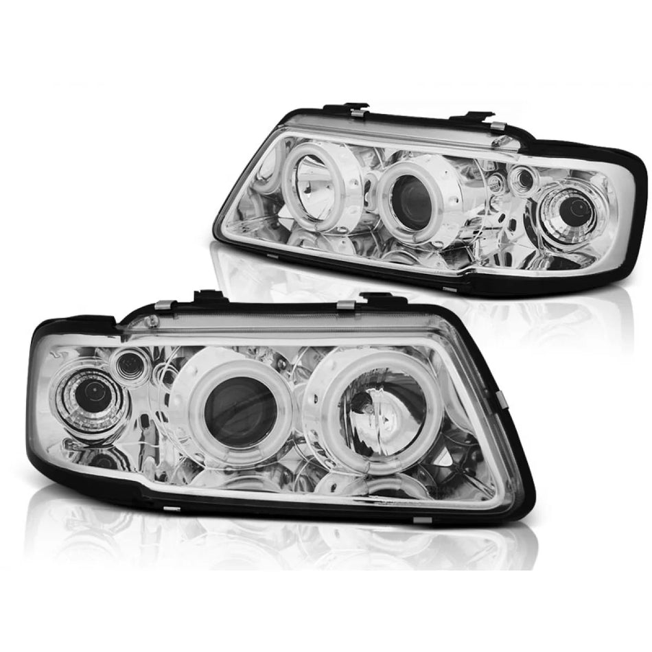 Fari Angel Eyes CCFL Cromati Anteriori Audi A3 8L 08.96-08.00