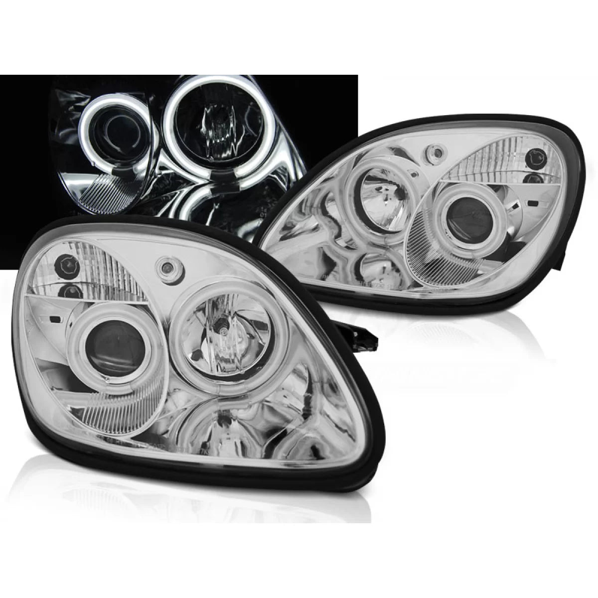 Fari Angel Eyes CCFL Cromati Anteriori per Mercedes SLK R170 96-04