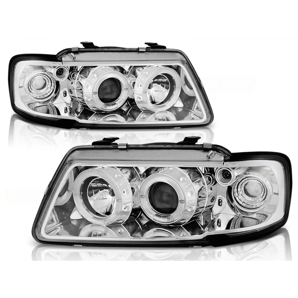 Fari Angel Eyes Cromati Anteriori per Audi A3 8L 08.96-08.00