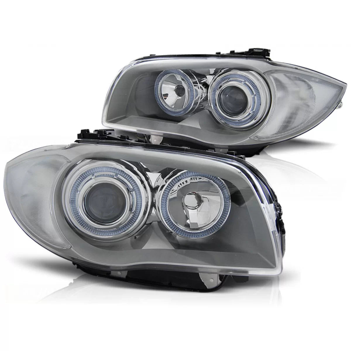 Fari Angel Eyes Cromati Anteriori per BMW 1 E81 E82 E87 E88 04-11