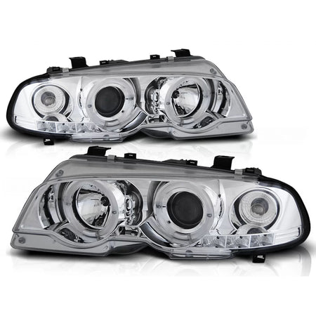Fari Angel Eyes Cromati Anteriori per BMW E46 Coupe 04.99-03.03