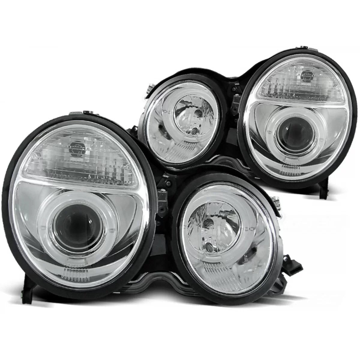 Fari Angel Eyes Cromati Anteriori per Mercedes E-klasa W210 06.99-02