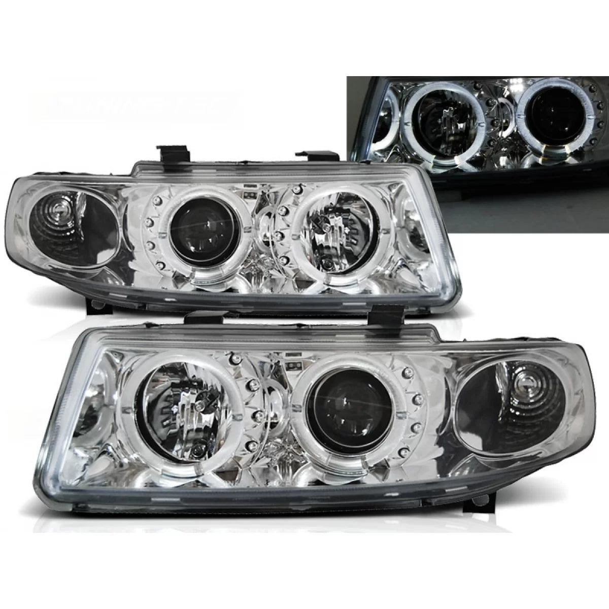Fari Angel Eyes Cromati Anteriori per Seat Leon Toledo 04.99-08.04