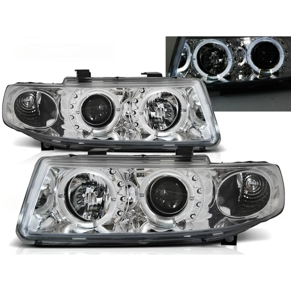 Fari Angel Eyes Cromati Anteriori per Seat Leon Toledo 04.99-08.04