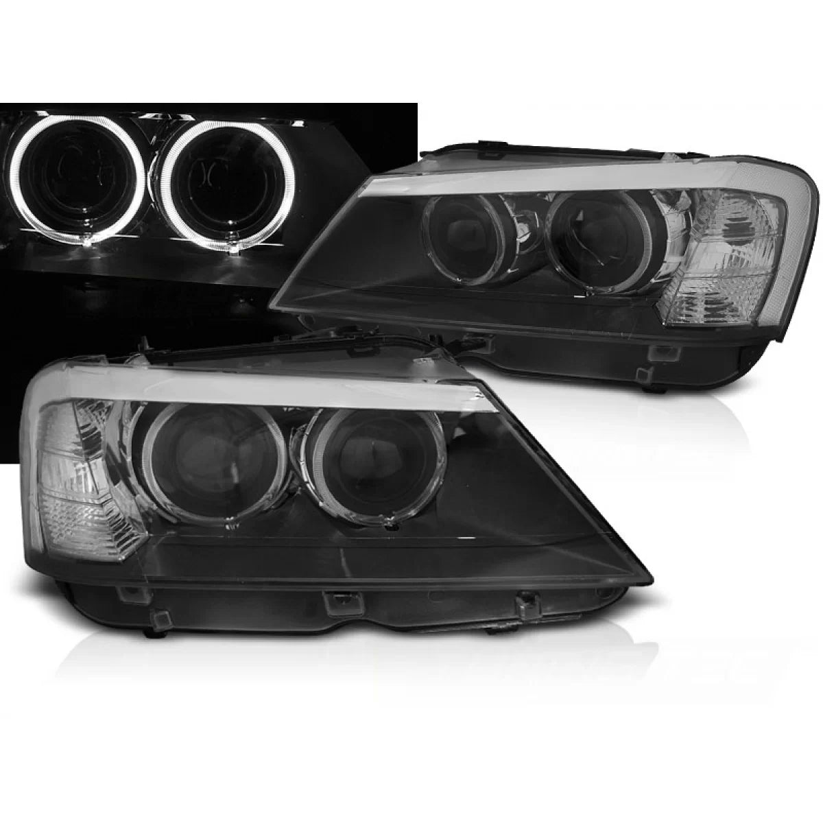 Fari Angel Eyes LED Neri Anteriori per BMW X3 F25 10-07.14
