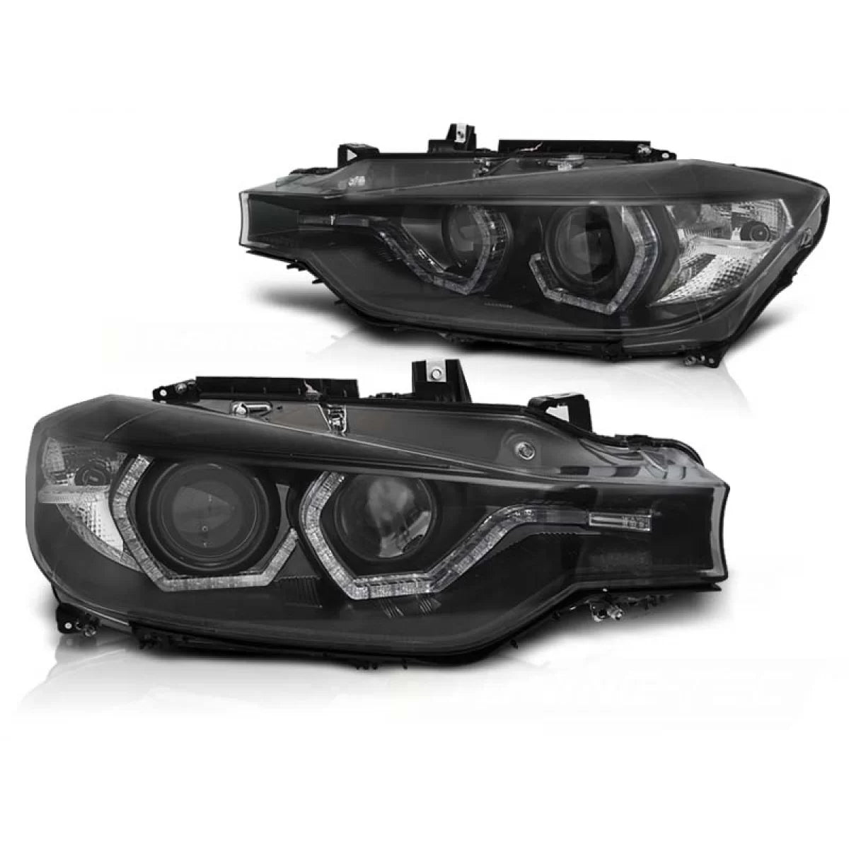 Fari Angel Eyes LED DRL Neri Anteriori per BMW F30 F31 LCI 15-18