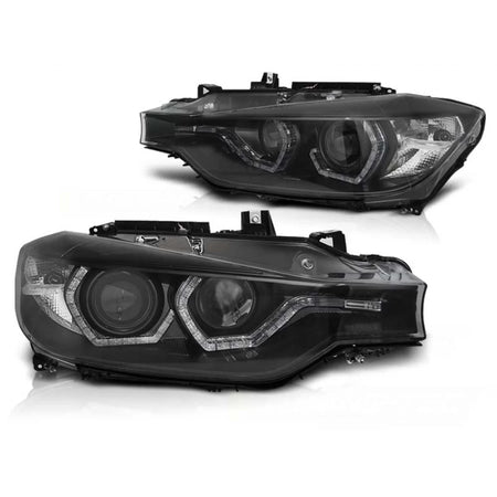 Fari Angel Eyes LED DRL Neri Anteriori per BMW F30 F31 LCI 15-18