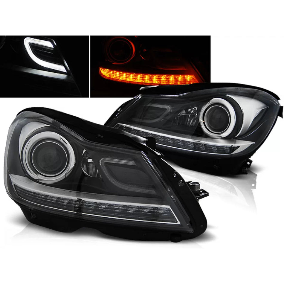 Fari Neri Anteriori per Mercedes W204 2011-2014