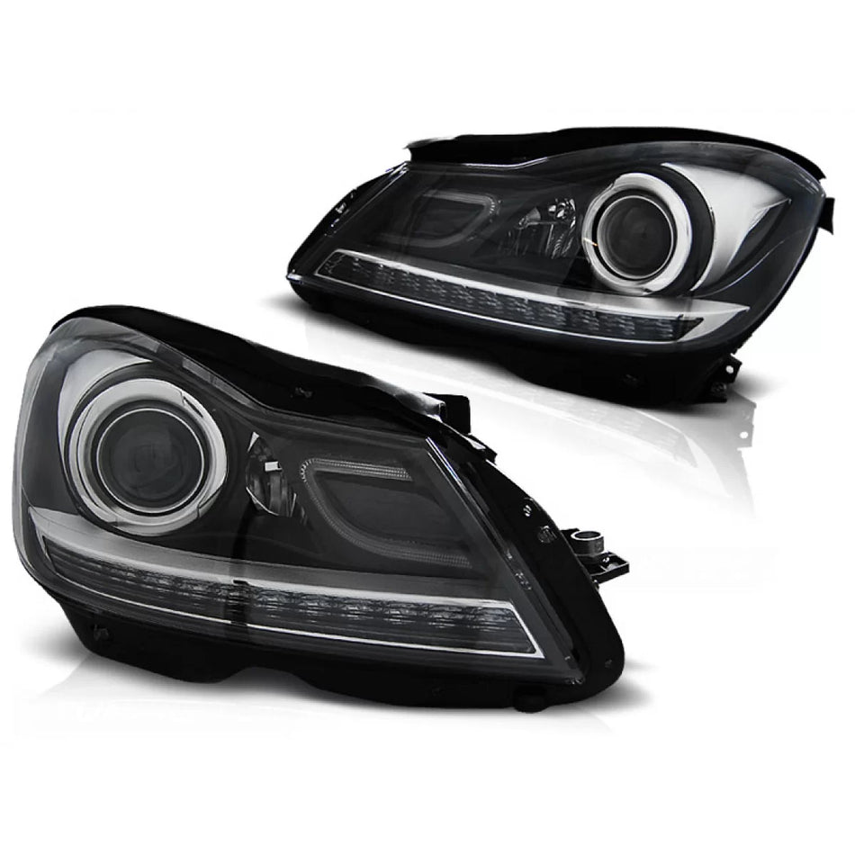 Fari Neri Anteriori per Mercedes W204 2011-2014