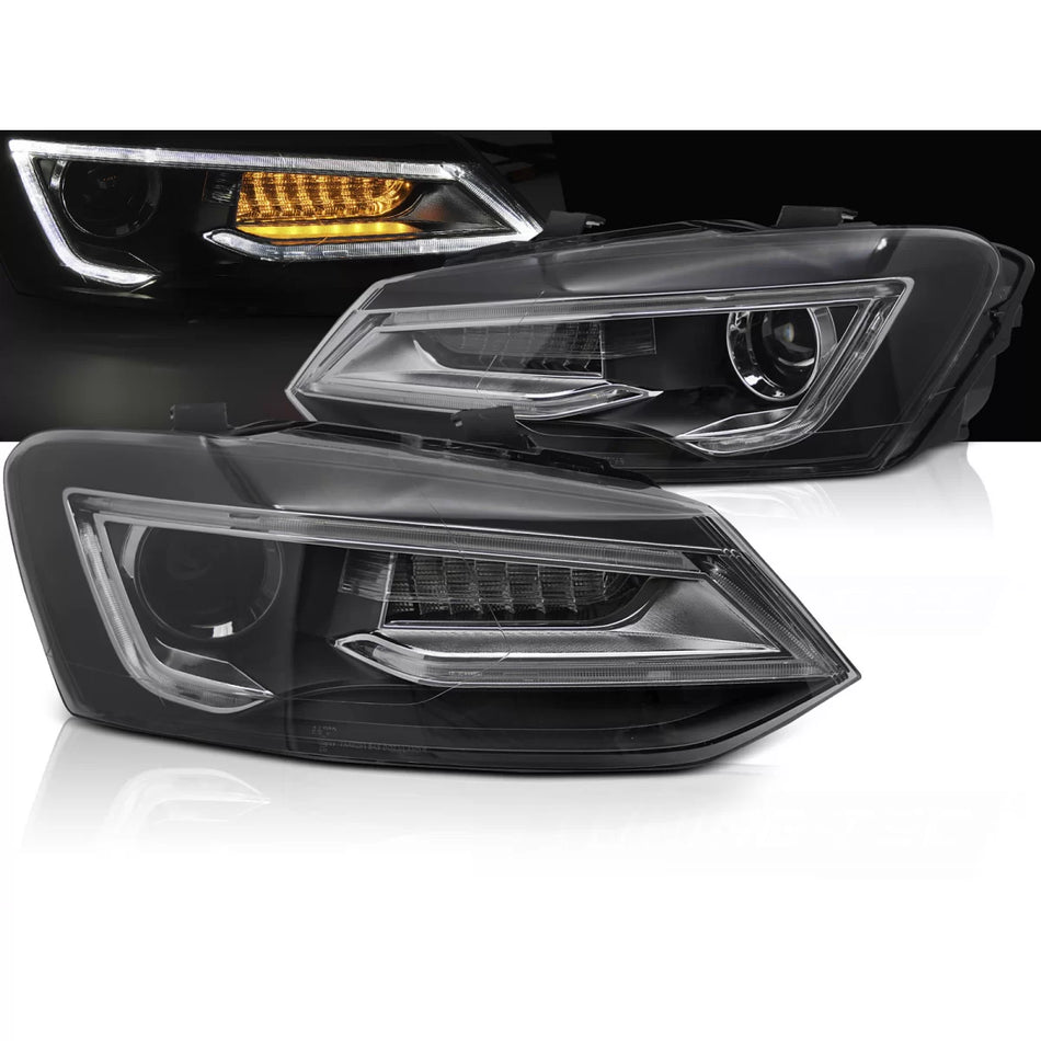 Fari Neri LED Anteriori per Volkswagen Polo V 09-17
