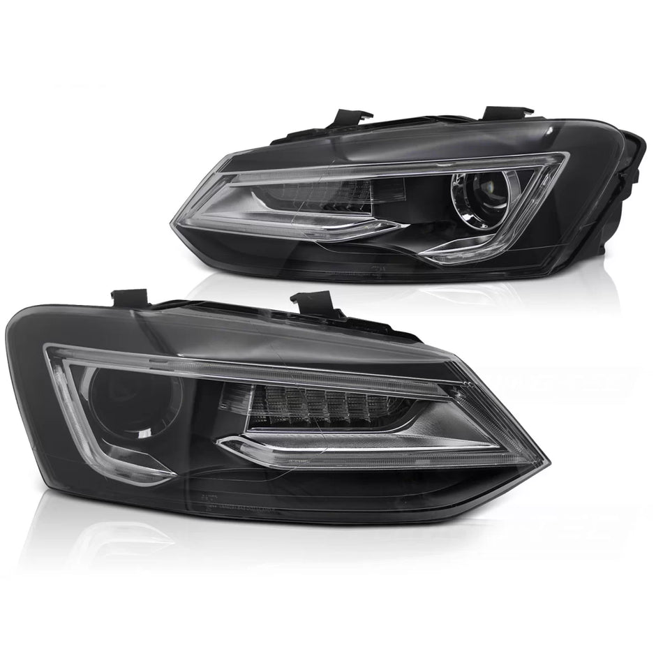 Fari Neri LED Anteriori per Volkswagen Polo V 09-17