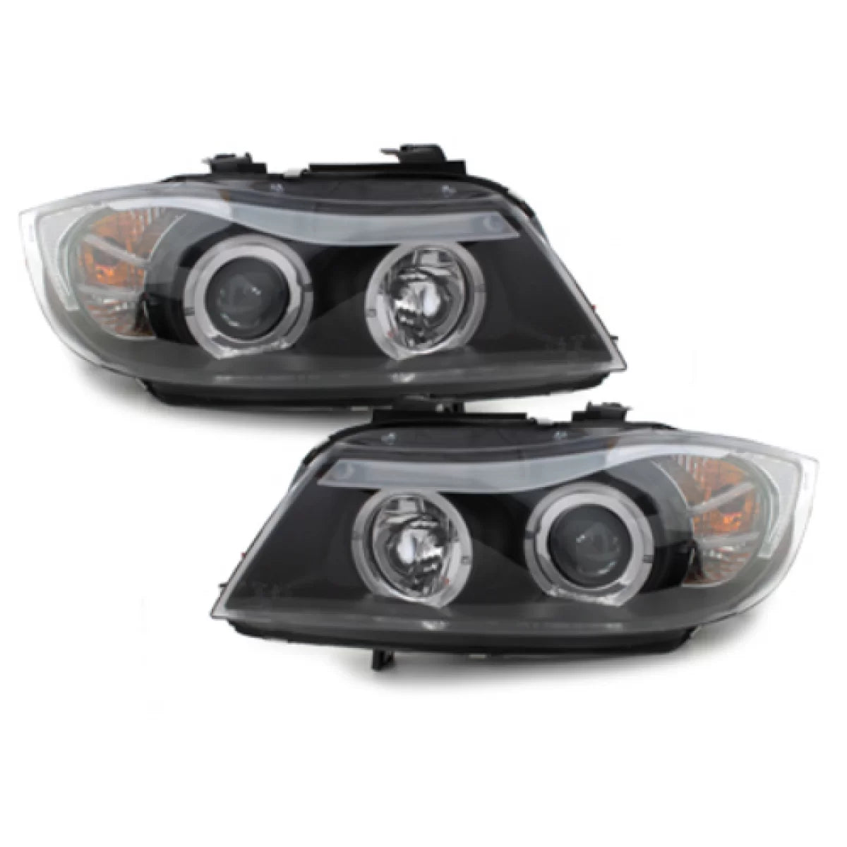 Fari Anteriori Angel Eyes Neri per BMW Serie 3 E90 E91 2005-2008