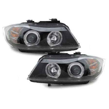 Fari Anteriori Angel Eyes Neri per BMW Serie 3 E90 E91 2005-2008