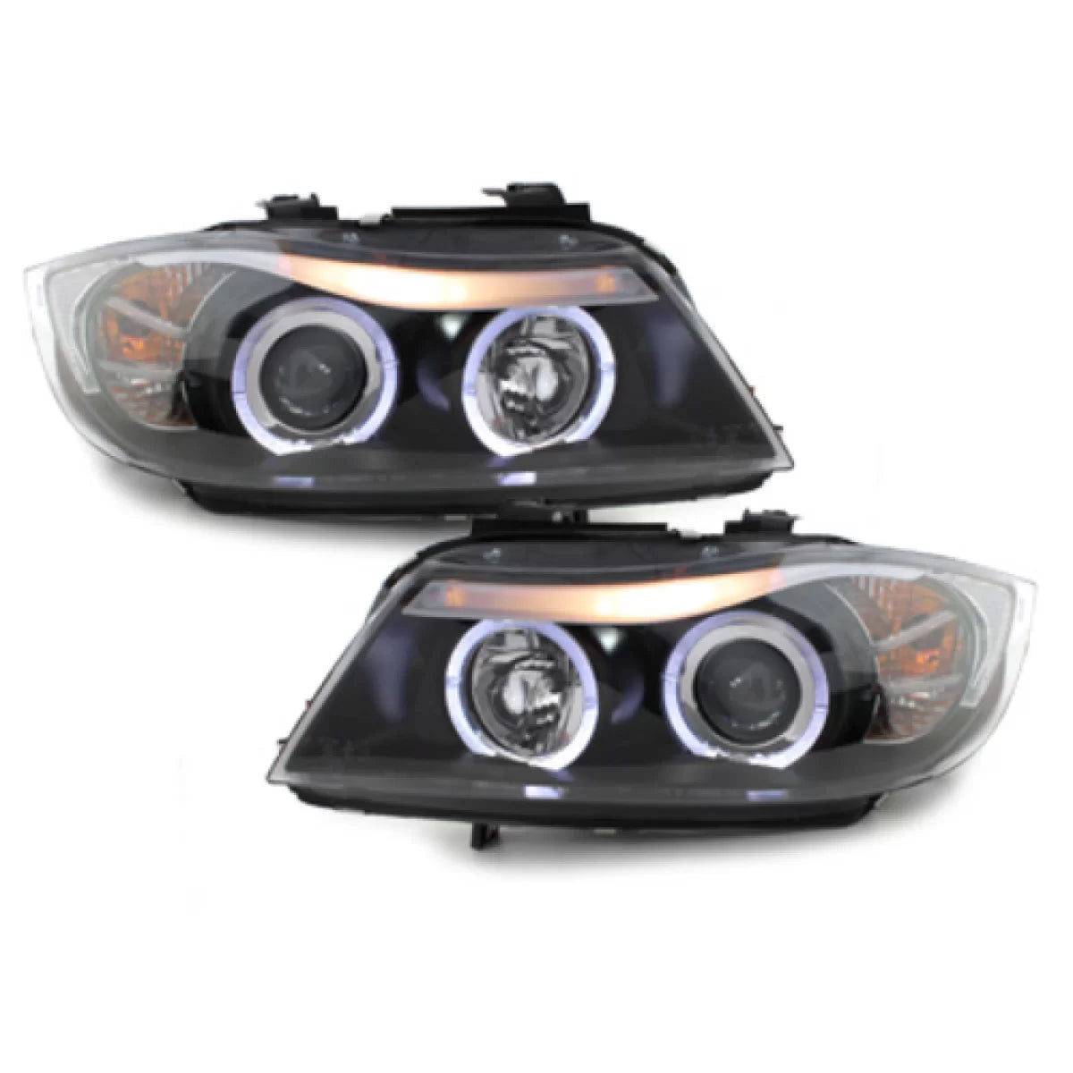 Fari Anteriori Angel Eyes Neri per BMW Serie 3 E90 E91 2005-2008
