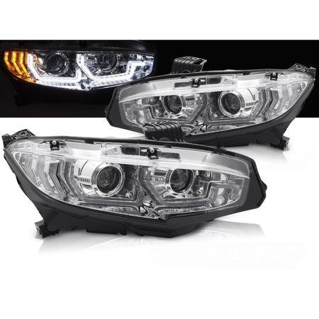 Fari con Luci Diurne Cromati Anteriori per Honda Civic X 16-21