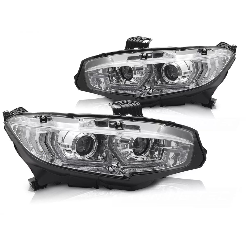 Fari con Luci Diurne Cromati Anteriori per Honda Civic X 16-21