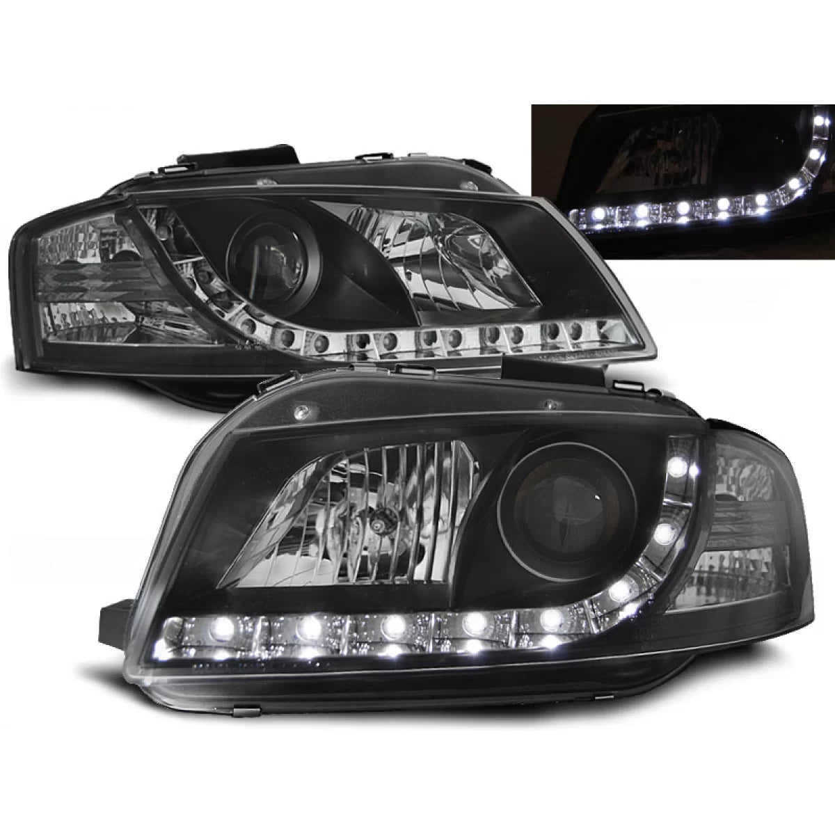 Fari Daylight Neri Anteriori per Audi A3 8P 05.03-03.08