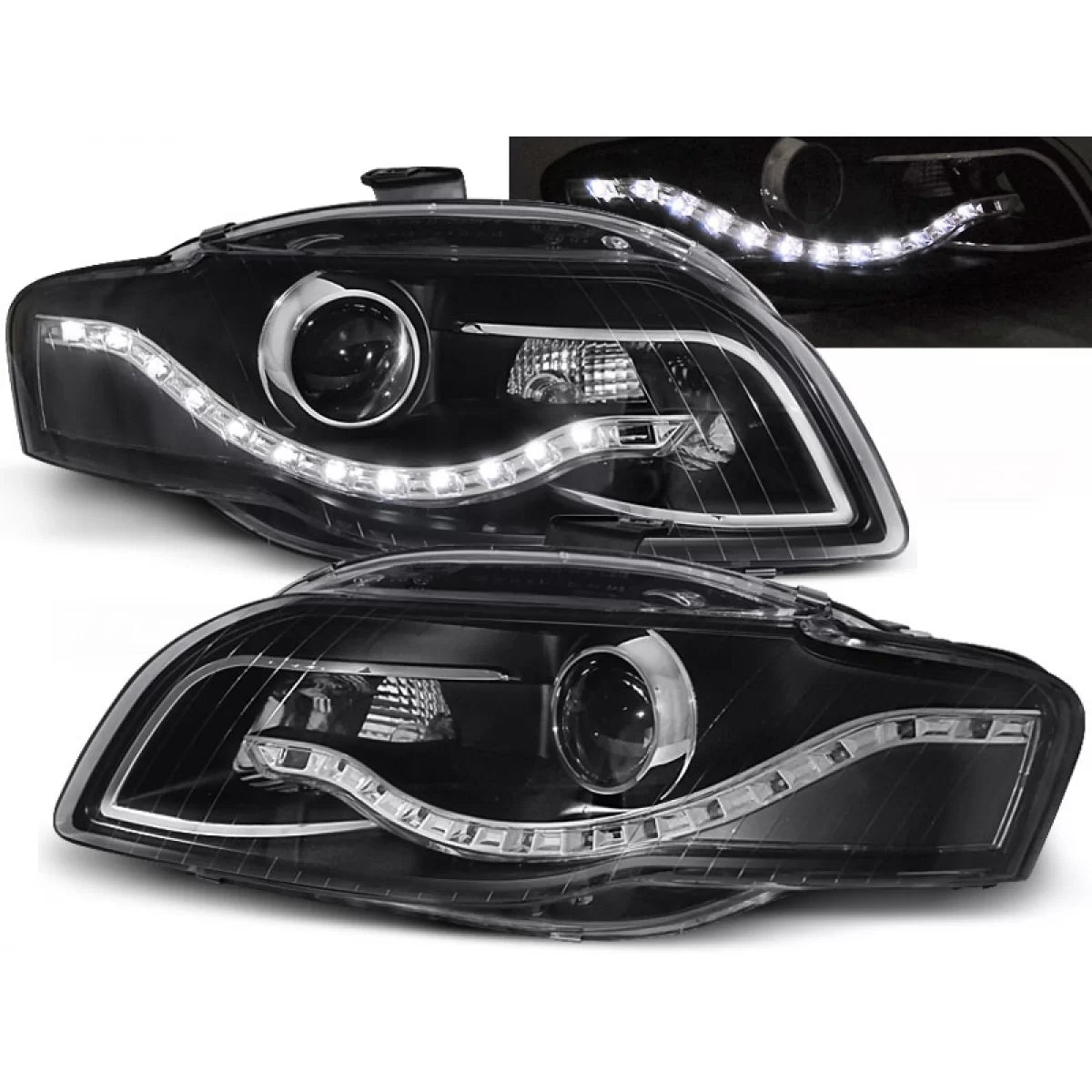 Fari Daylight Neri Anteriori per Audi A4 B7 11.04-03.08