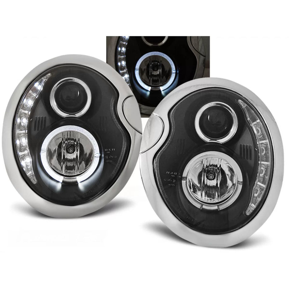 Fari Daylight Neri Anteriori per BMW Mini Cooper 05.01-10.06