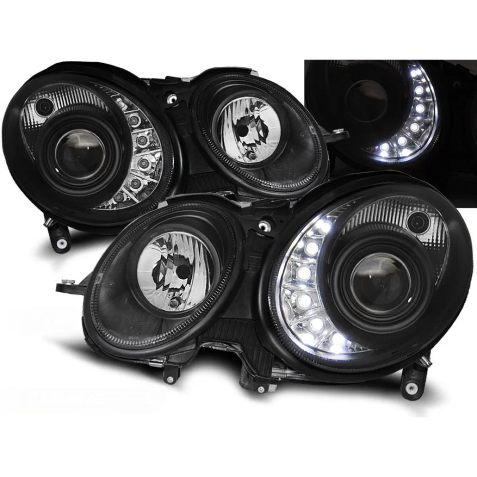 Fari Daylight Neri Anteriori per Mercedes E-klasa W211 03.02-04.06