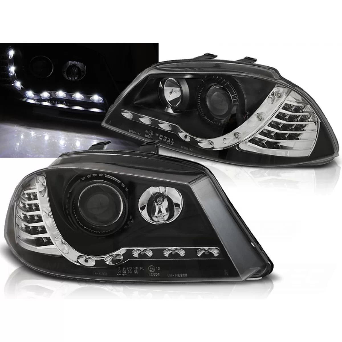 Fari Daylight Neri Anteriori per Seat Ibiza 6L 04.02-08