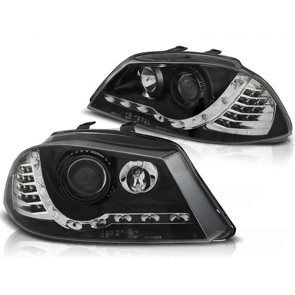 Fari Daylight Neri Anteriori per Seat Ibiza 6L 04.02-08