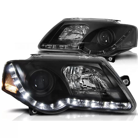 Fari Daylight Neri Anteriori per Volkswagen Passat B6 3C 03.05-10