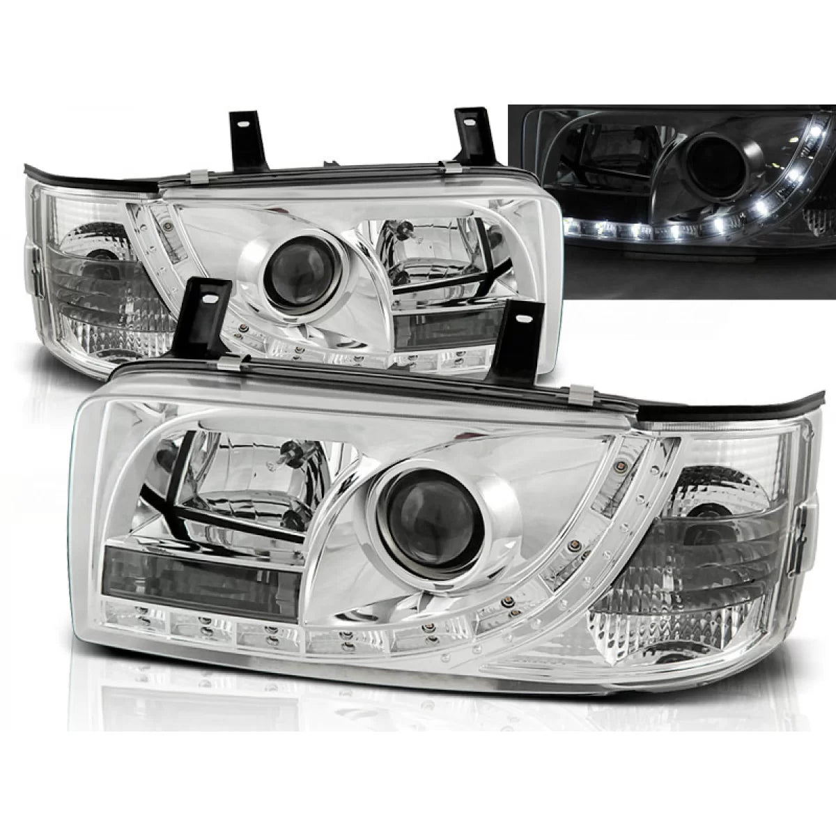 Fari Daylight Cromati Anteriori per Volkswagen T4 Transporter 90-03.03