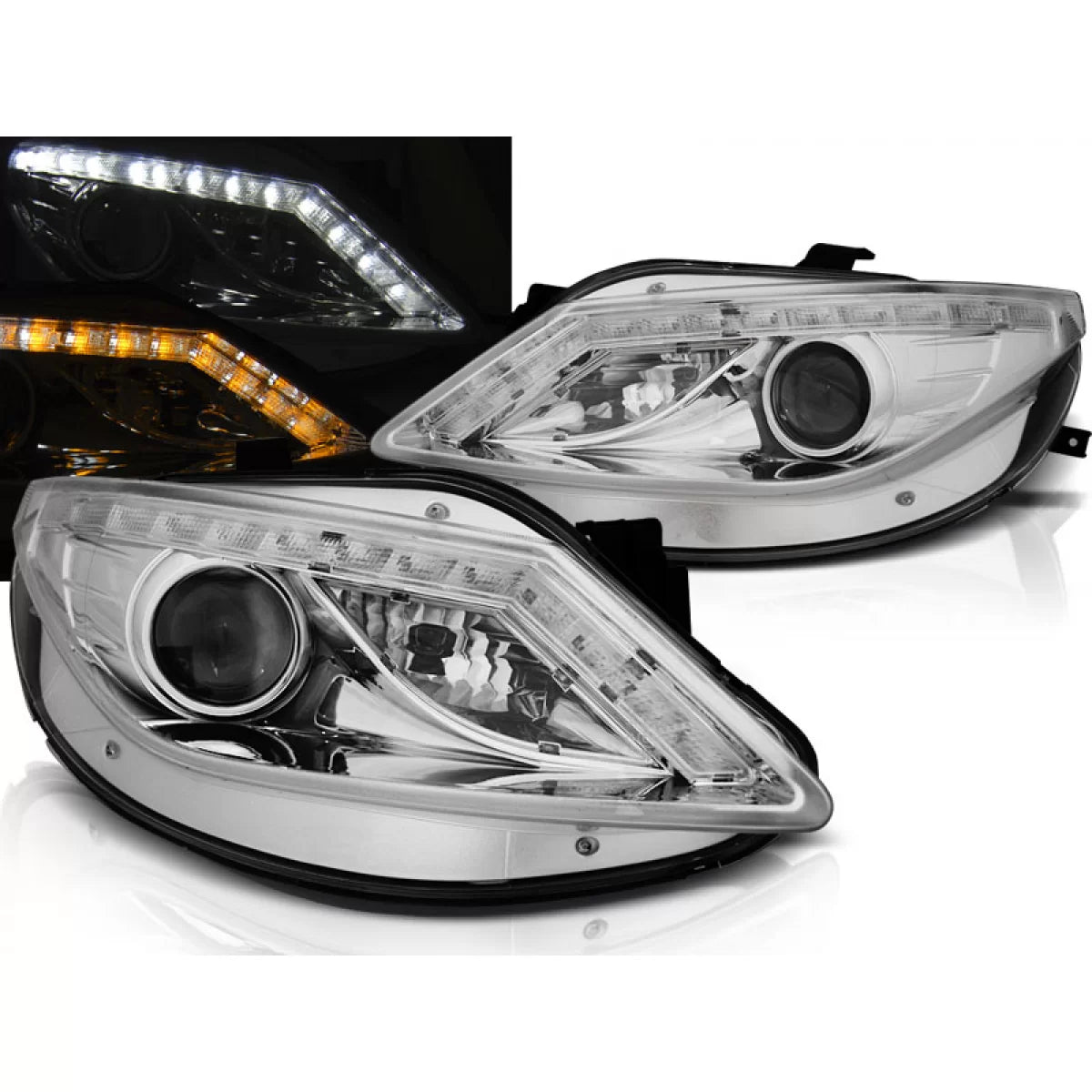 Fari Daylight Cromati con Indicatori LED per Seat Ibiza 6J 06.08-12