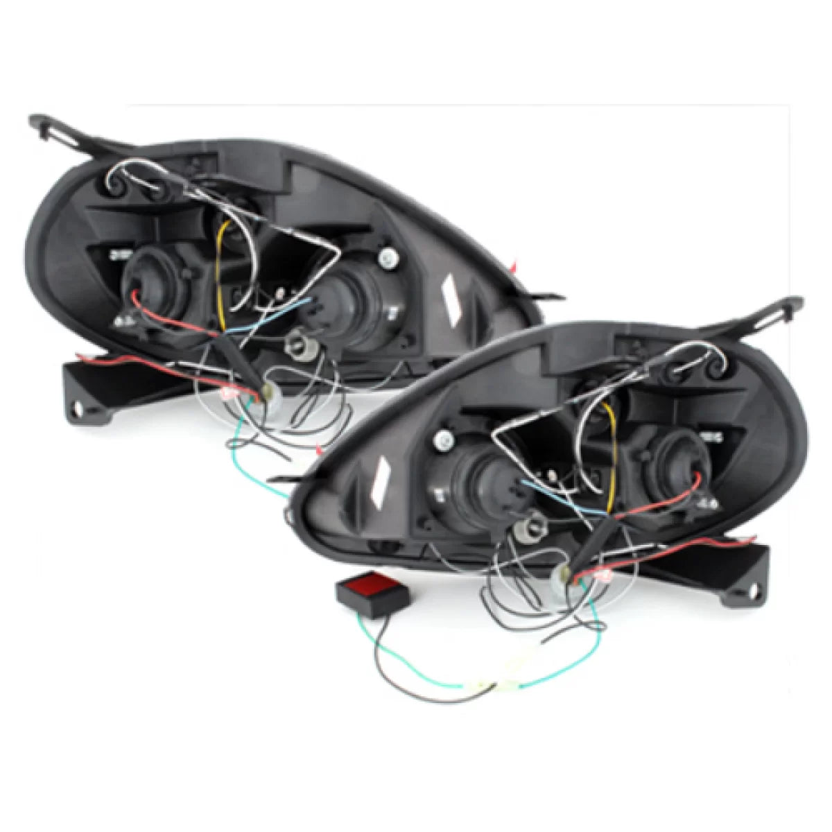 Fari Anteriore Angel Eyes Nero per Fiat Grande Punto 2005-2008 LHD Sinistro