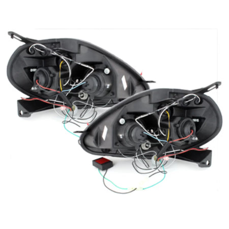 Fari Anteriore Angel Eyes Nero per Fiat Grande Punto 2005-2008 LHD Sinistro
