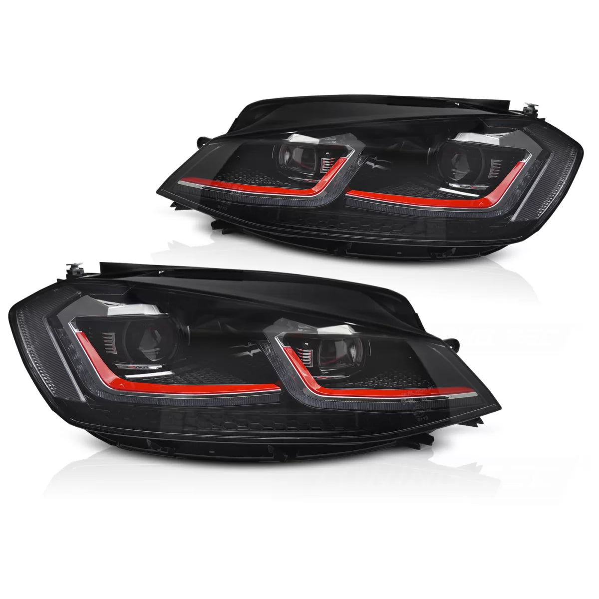 Fari Full LED Rossi con DRL Sequenziale per Volkswagen Golf Vii 17-19