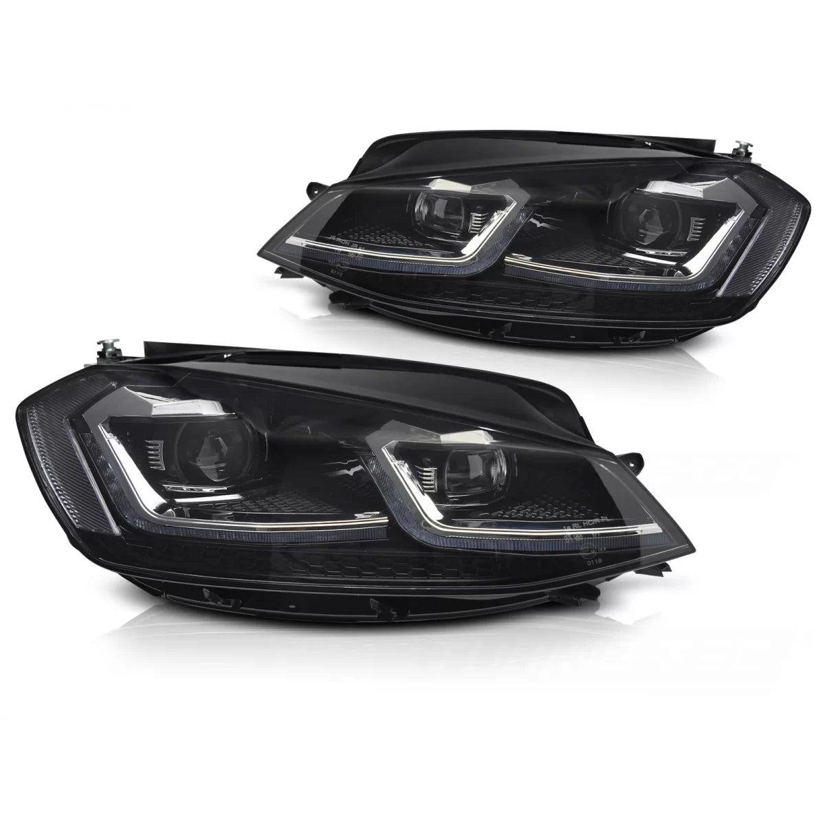 Fari Full LED Argento con Luci Diurne Sequenziali per Volkswagen Golf Vii 17-19