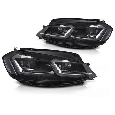 Fari Full LED Argento con Luci Diurne Sequenziali per Volkswagen Golf Vii 17-19