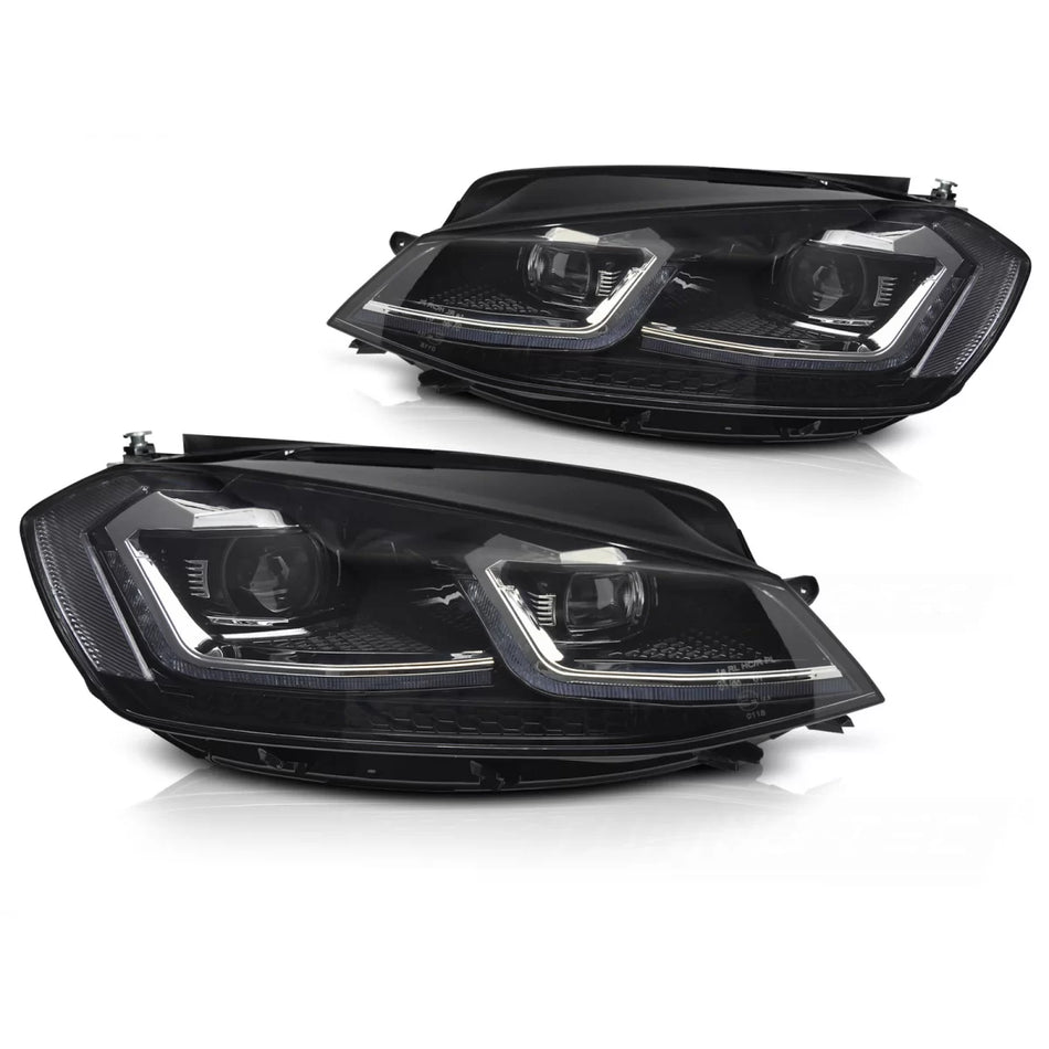 Fari Full LED Argento con Luci Diurne Sequenziali per Volkswagen Golf Vii 17-19