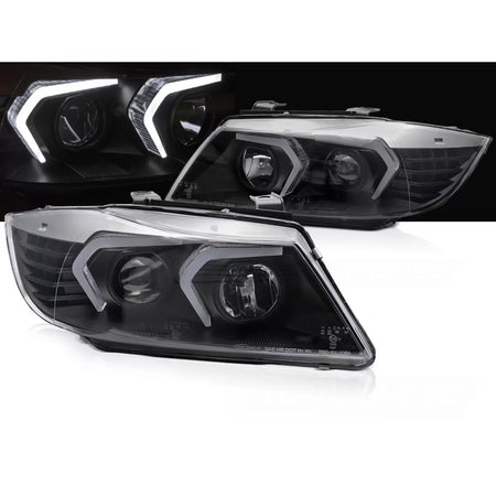 Fari LED Neri Anteriori per BMW E90 E91 05-08