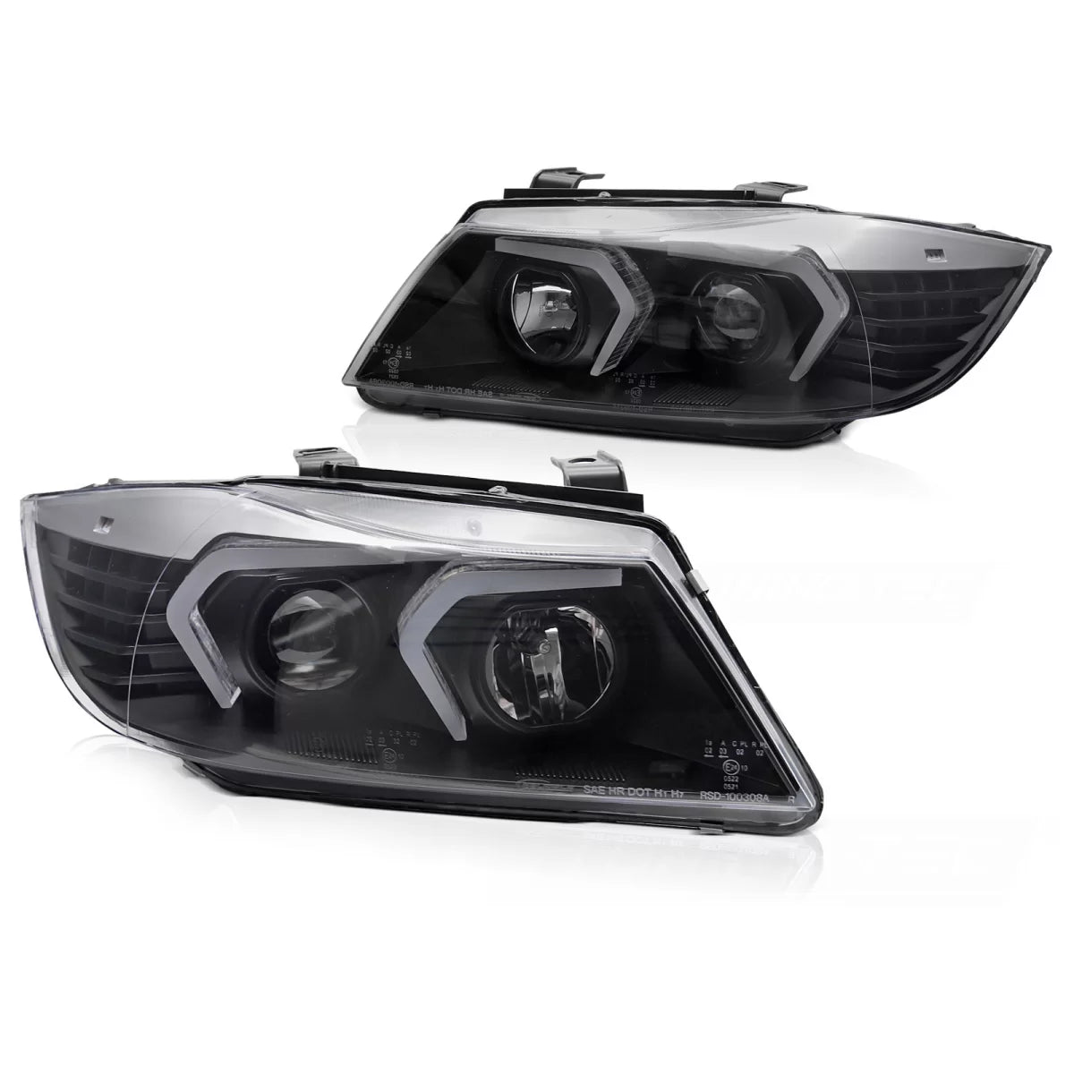 Fari LED Neri Anteriori per BMW E90 E91 05-08