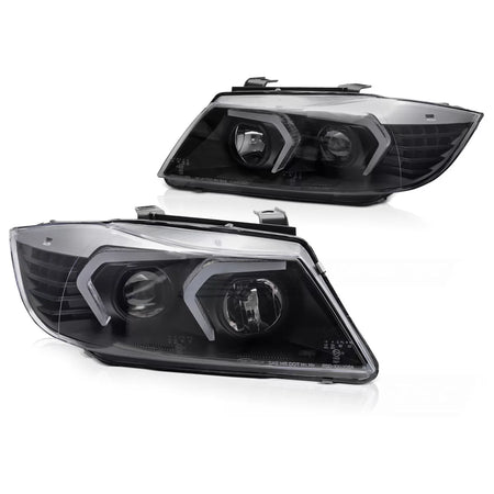 Fari LED Neri Anteriori per BMW E90 E91 05-08