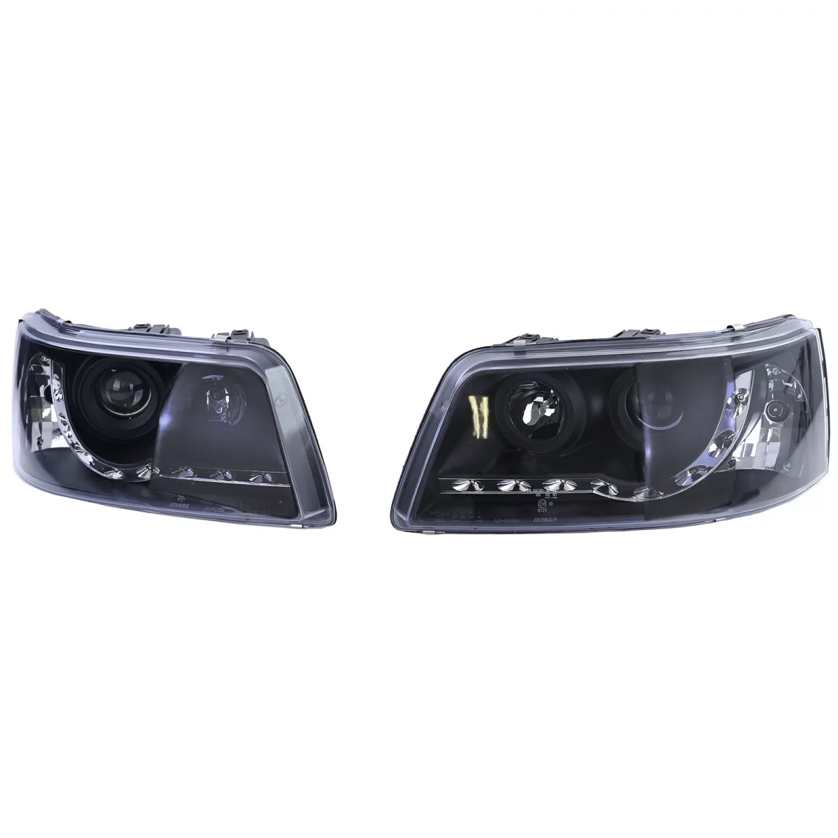 Fari con Luce Diurna LED Neri Anteriori per VW Transporter Bus T5 03-09